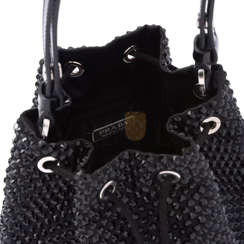 PRADA SATIN MINI-BAG WITH CRYSTALS 1BE067 (19.5*15.5*10cm) PRADA SATIN MINI-BAG WITH CRYSTALS 1BE067 (19.5*15.5*10cm)